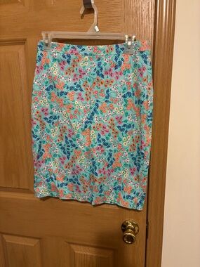 J. Crew Factory Aqua Floral Pencil Skirt